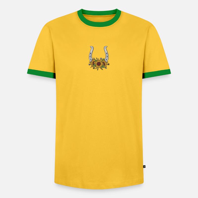 Sunflower Horseshoe Pattern - Men's Ringer Shirt - yellow/green 
