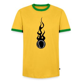 Baseball – Sport - Männer Kontrast-T-Shirt - Gelb/Grün  - Vorne - AI Model Female 172 light (172cm) & AI Model Male 178 dark (178cm)