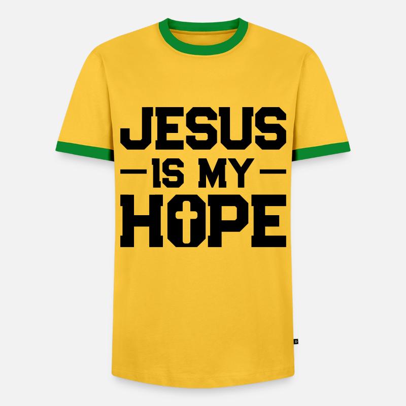 jesus hope - Men's Ringer Shirt - yellow/green 
