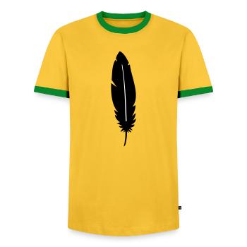 Feather silhouette - Men's Ringer Shirt - yellow/green  - Front - AI Model Female 172 light (172cm) & AI Model Male 178 dark (178cm)