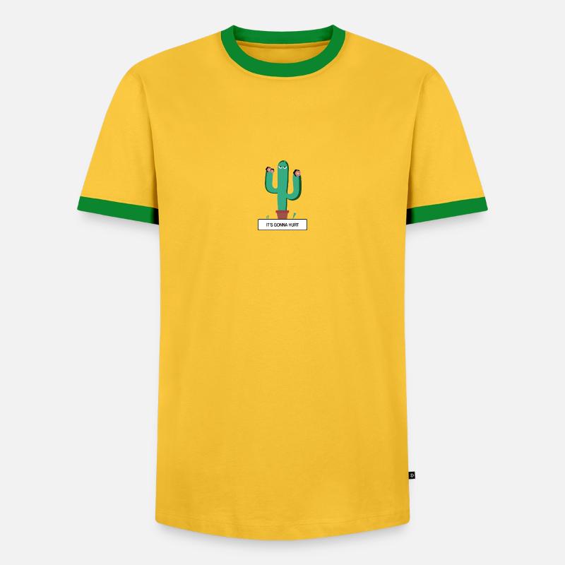 CACTUS - „Es wird weh tun“ - Männer Kontrast-T-Shirt - Gelb/Grün 