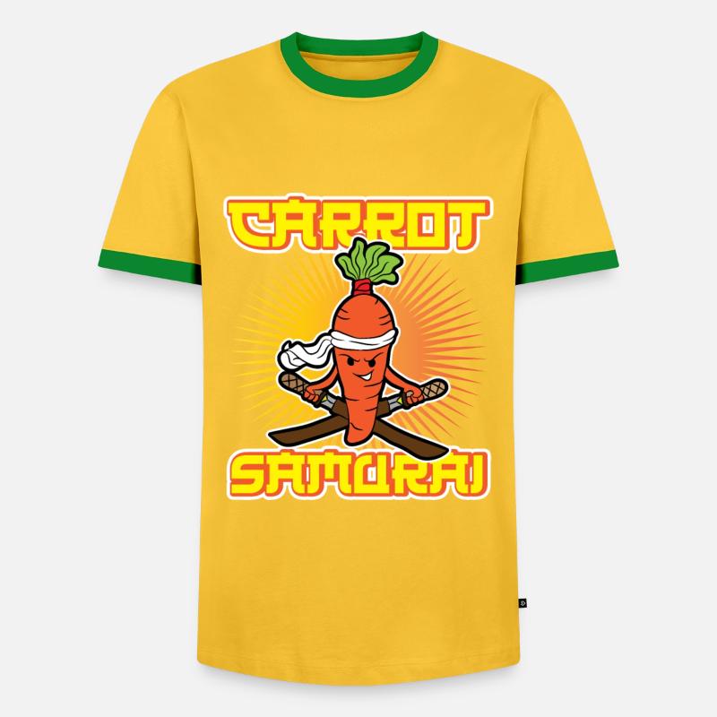 Vegetable carrot samurai - Men's Ringer Shirt - yellow/green 