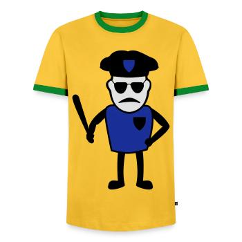 Polizist mit Schlagstock - Männer Kontrast-T-Shirt - Gelb/Grün  - Vorne - AI Model Female 172 light (172cm) & AI Model Male 178 dark (178cm)