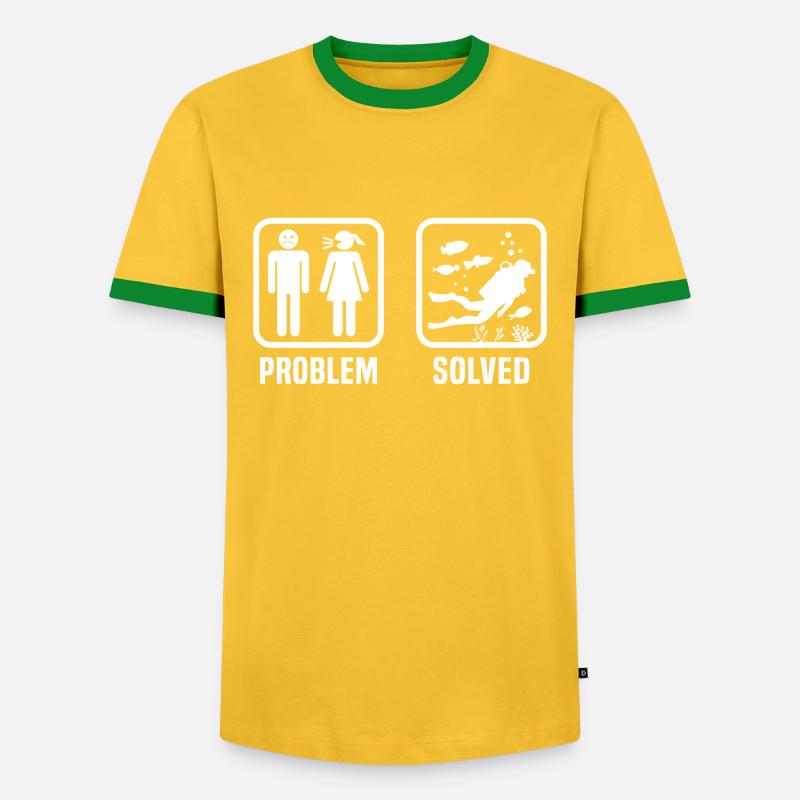 problem solution go diving - Men's Ringer Shirt - yellow/green 