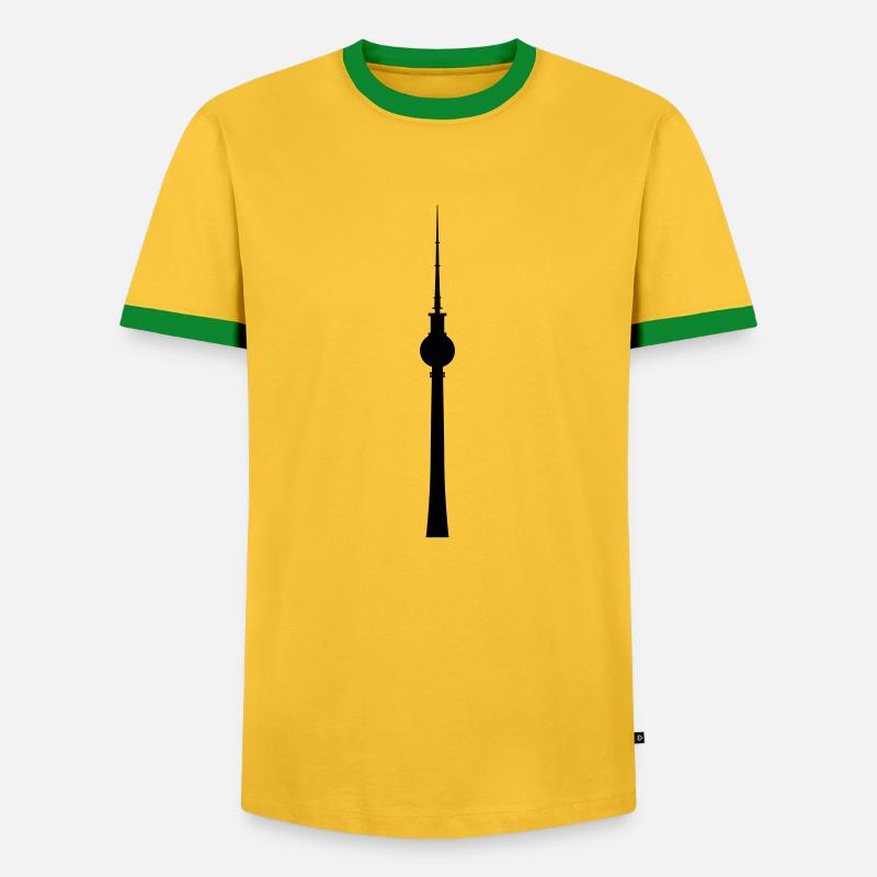 Fernsehturm Berlin - Männer Kontrast-T-Shirt - Gelb/Grün 