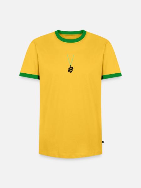 Kamera Fotkamera Urlauber Tourist - Männer Kontrast-T-Shirt - Gelb/Grün