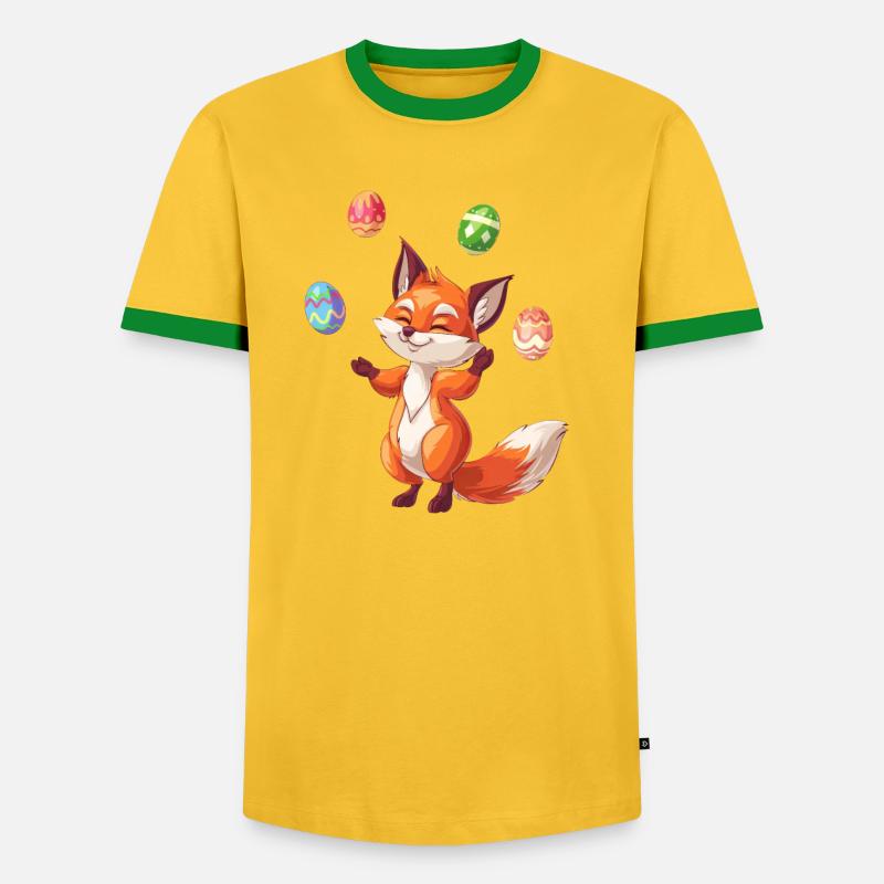 Oster Rotfuchs Jongliert Eier - Männer Kontrast-T-Shirt - Gelb/Grün 