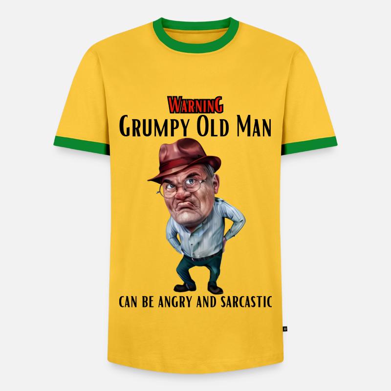 Warning Grumpy Old Man - Men's Ringer Shirt - yellow/green