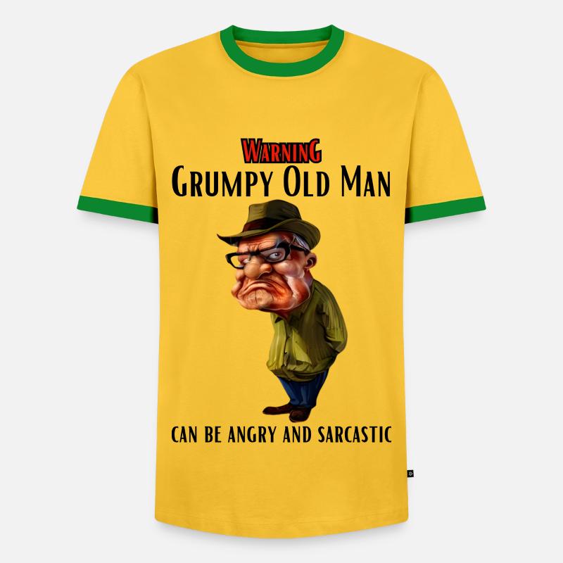 Warning Grumpy Old Man - Men's Ringer Shirt - yellow/green 