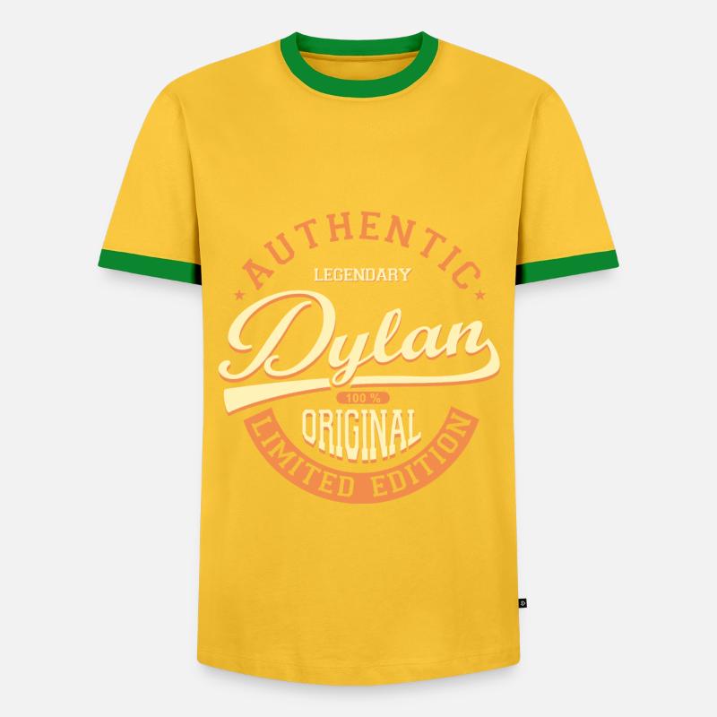 DYlAN Custom Tshirt Dylan Gift - Men's Ringer Shirt - yellow/green 