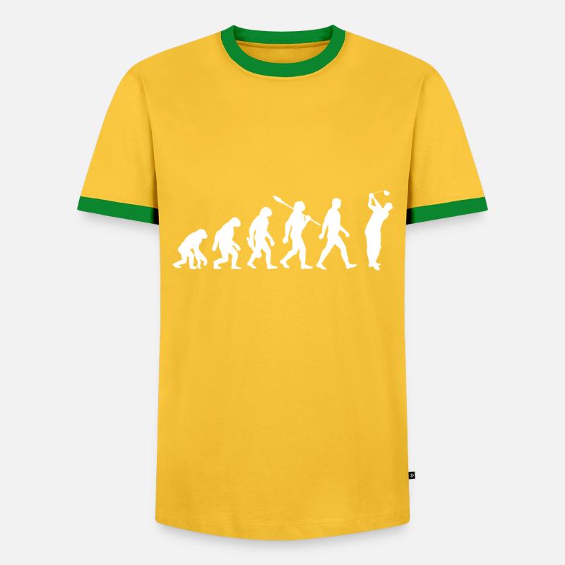 Evolution Golf - Golfspieler - Männer Kontrast-T-Shirt - Gelb/Grün 