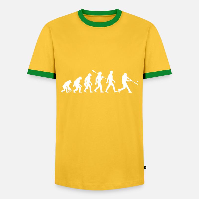Evolution Baseball Batter - Men's Ringer Shirt - yellow/green 