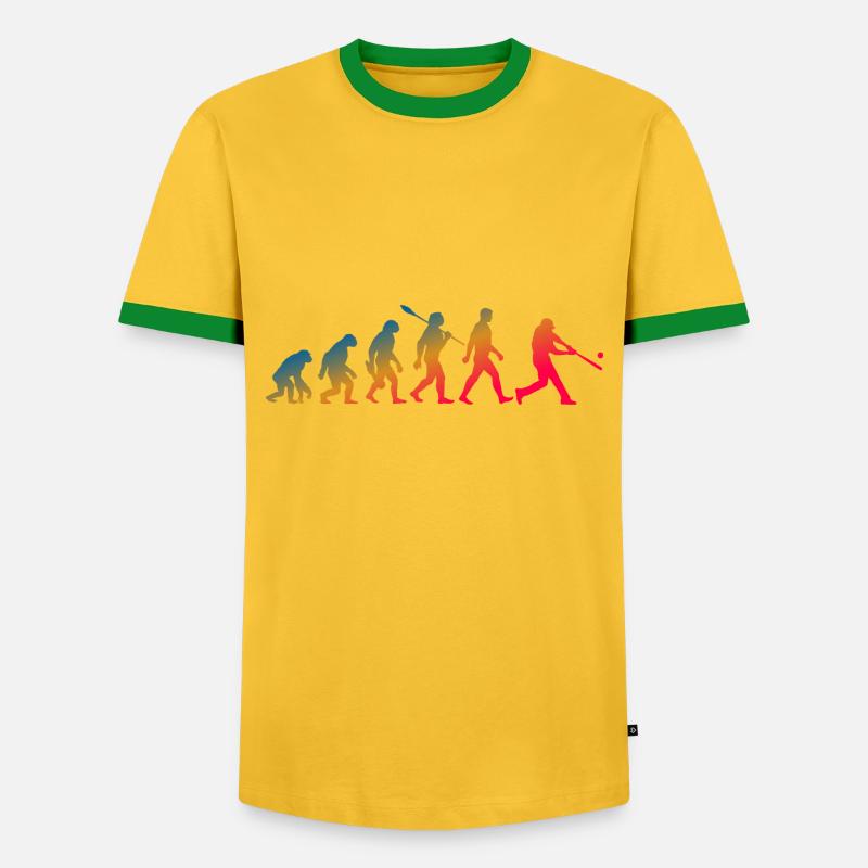 Evolution Baseball Batter - Männer Kontrast-T-Shirt - Gelb/Grün