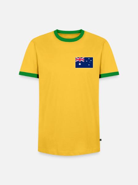 Australia Flag Classic Frame - Männer Kontrast-T-Shirt - Gelb/Grün 