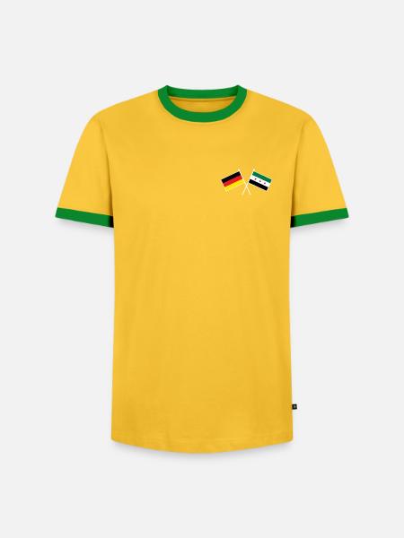 Germany x Syria Friendship Flags - Männer Kontrast-T-Shirt - Gelb/Grün