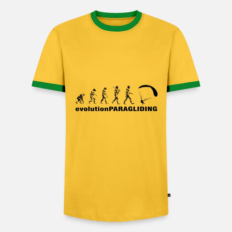 Evolution-Paragliding - Männer Kontrast-T-Shirt - Gelb/Grün