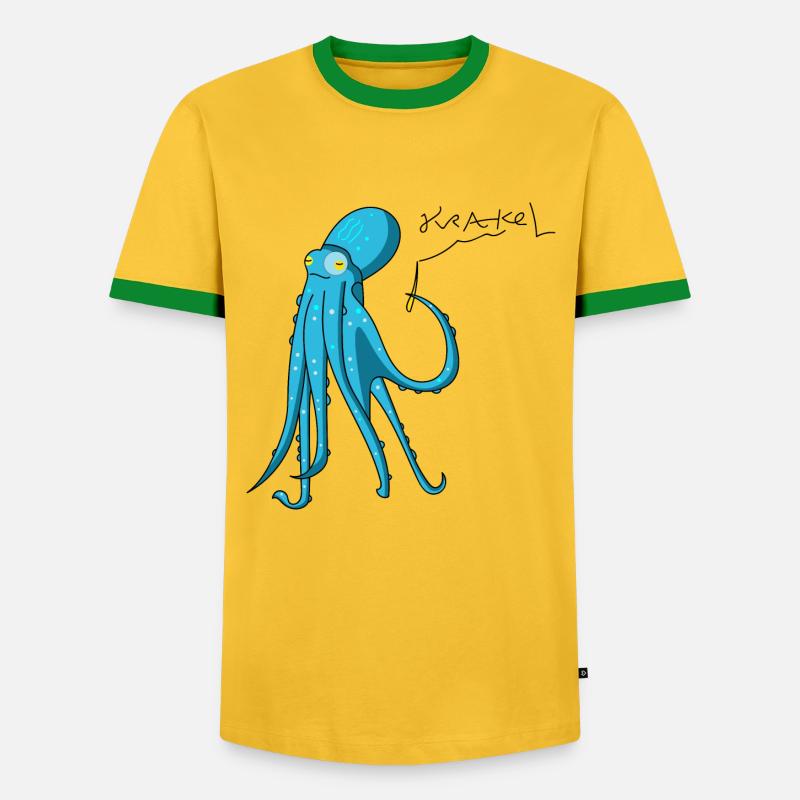 Octopus is crashing - Men's Ringer Shirt - yellow/green 