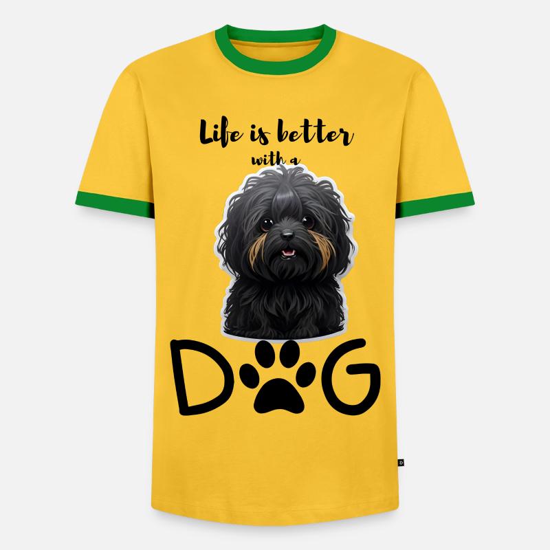 Lebensfreude mit einem Havapoo - Männer Kontrast-T-Shirt - Gelb/Grün 