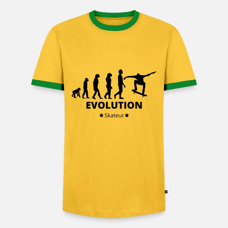 Evolution - Skateboarder - Men's Ringer Shirt - yellow/green 