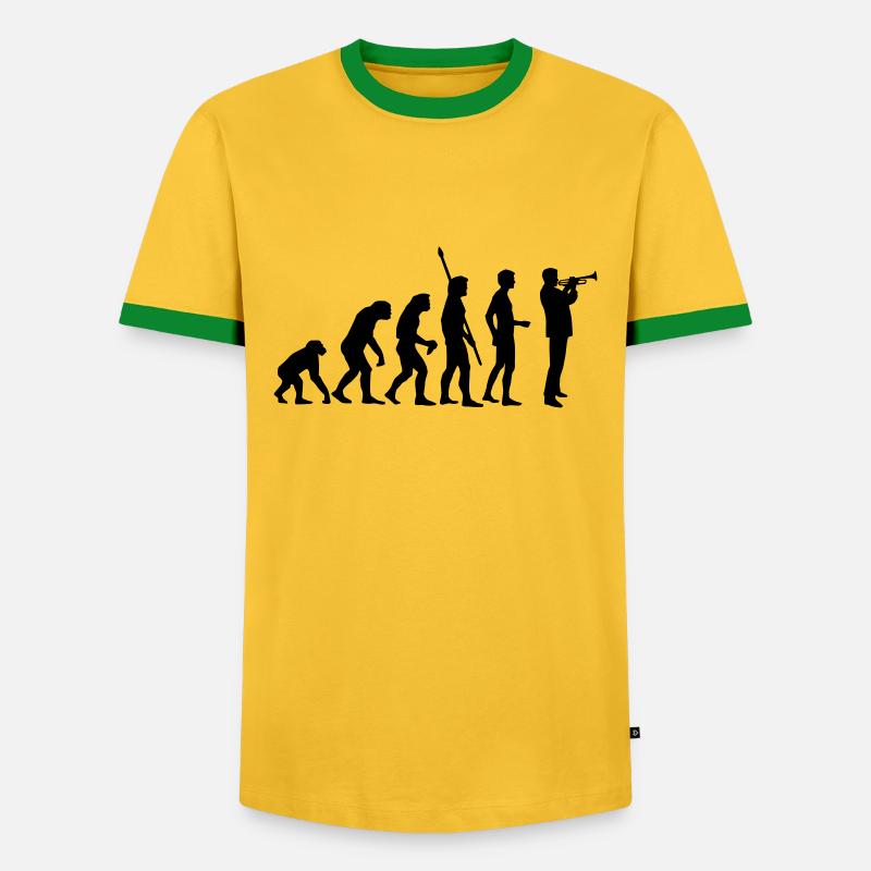 evolution_trompeter - T-shirt contrasté Homme - jaune/vert 