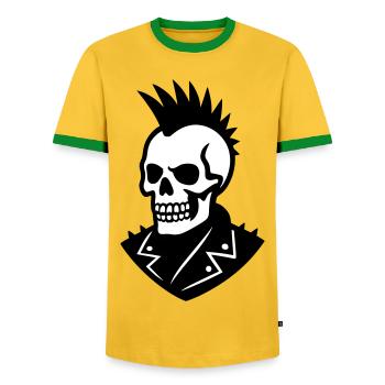 Skull Punk - Männer Kontrast-T-Shirt - Gelb/Grün  - Vorne - AI Model Female 172 light (172cm) & AI Model Male 178 dark (178cm)