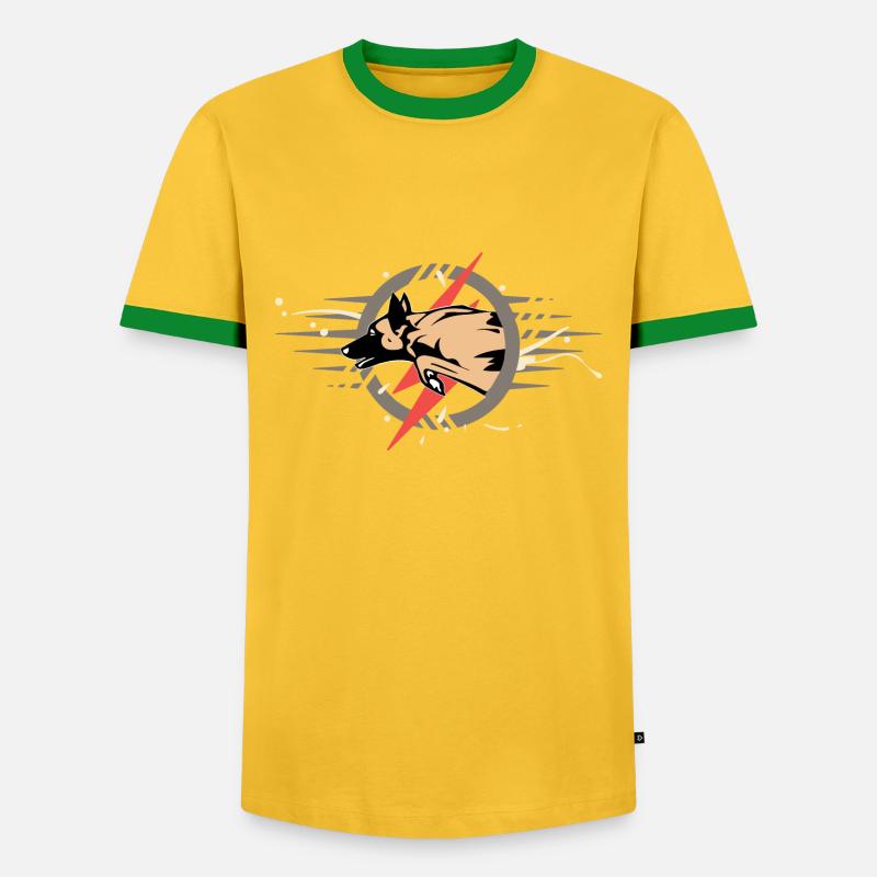Malinois éclair - Men's Ringer Shirt - yellow/green