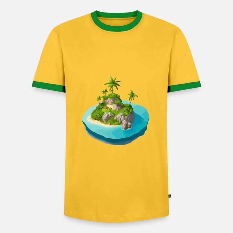 Island vectorized - Men's Ringer Shirt - yellow/green 