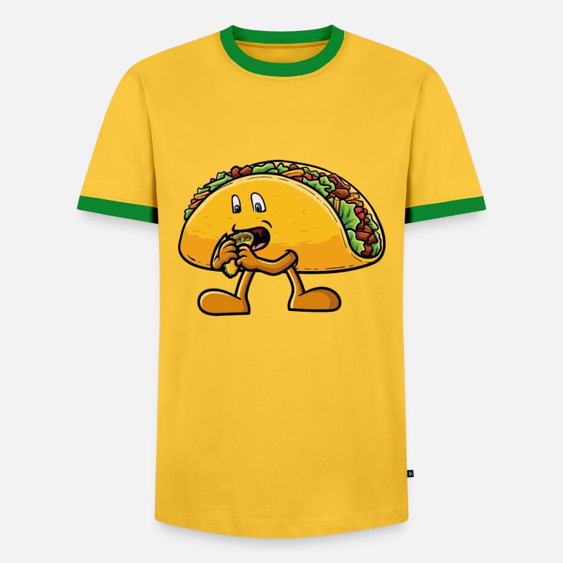 Taco eats a taco - Men's Ringer Shirt - yellow/green