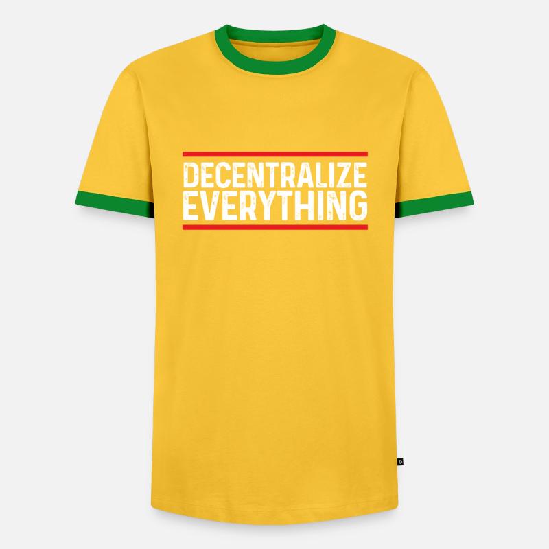 Decentralize everything - Men's Ringer Shirt - yellow/green 