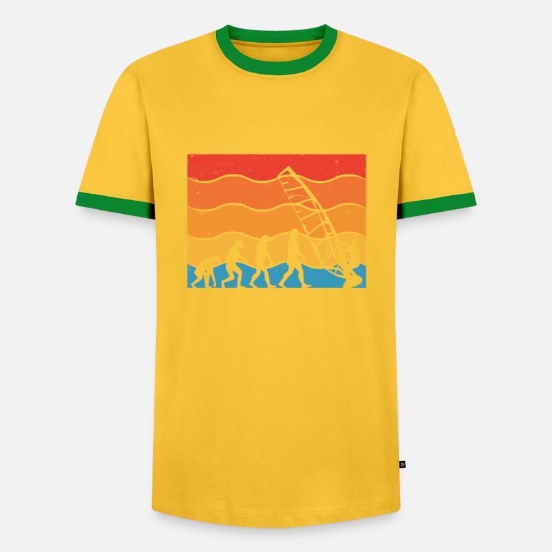 Evolution Des Windsurfers - Männer Kontrast-T-Shirt - Gelb/Grün