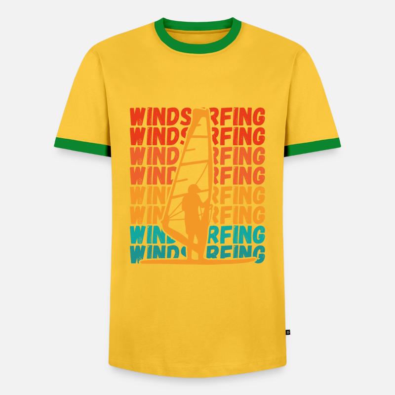 Windsurfer on surfboard - Men's Ringer Shirt - yellow/green 
