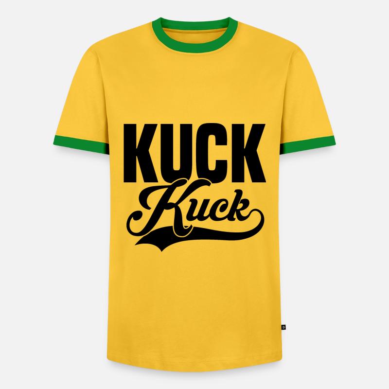 Kuck Kuck schwarz - Männer Kontrast-T-Shirt - Gelb/Grün 