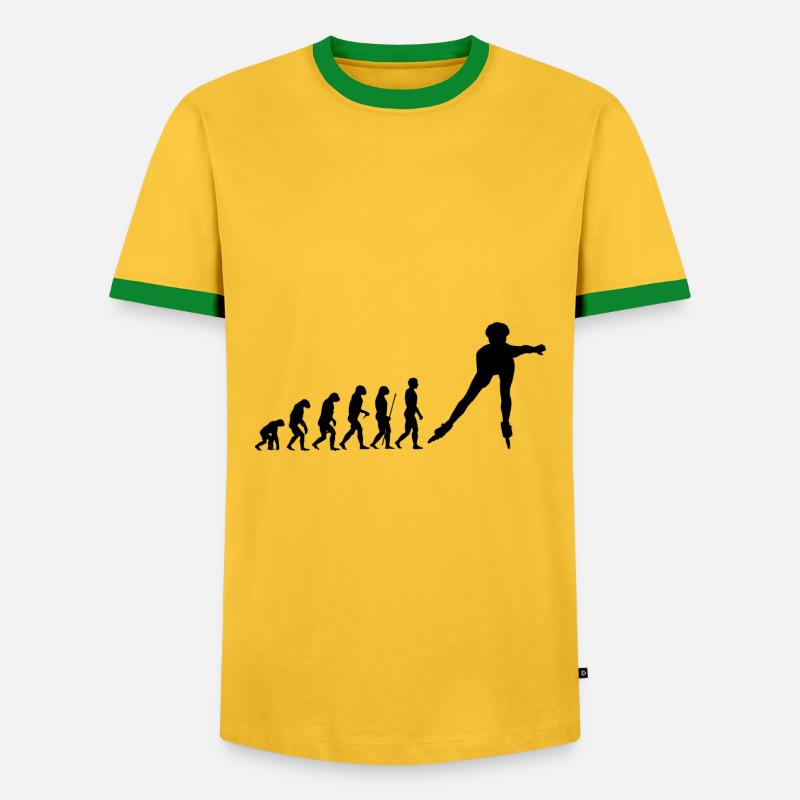 Inline Skater Evolution - Männer Kontrast-T-Shirt - Gelb/Grün 