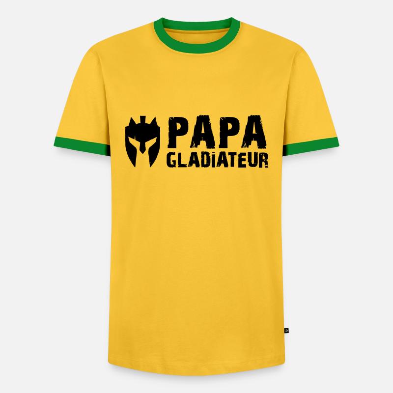 GLADIATOR DAD - Men's Ringer Shirt - yellow/green 
