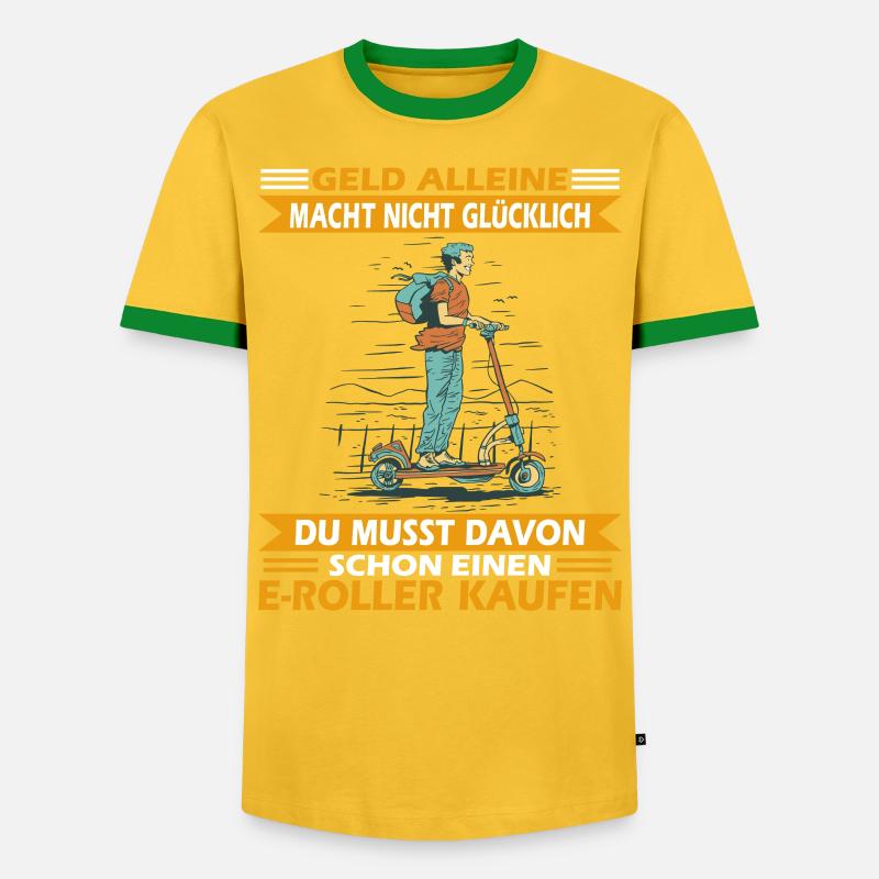 E-Roller Roller E-Scooter - Männer Kontrast-T-Shirt - Gelb/Grün 