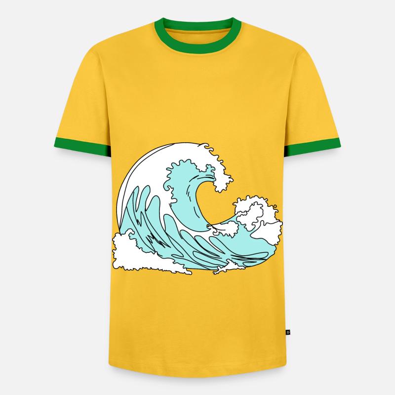 Wave Retro Comic Style - Men's Ringer Shirt - yellow/green