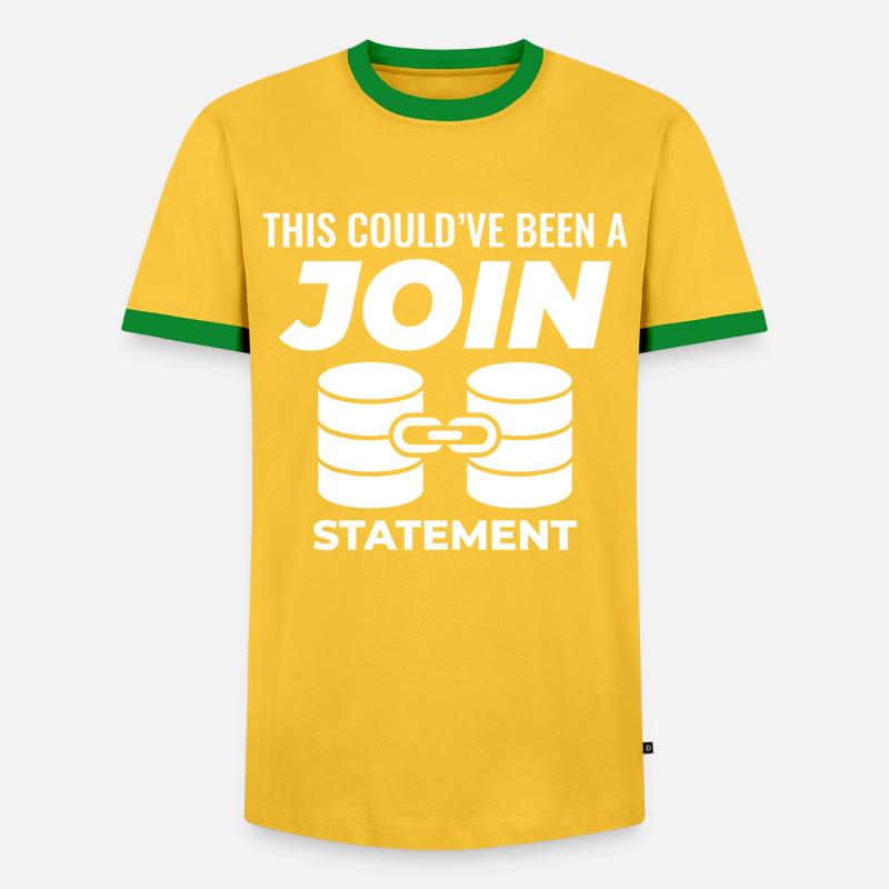 Programmierdaten für SQL Join-Datenbankanweisungen - Männer Kontrast-T-Shirt - Gelb/Grün 