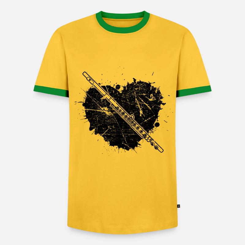Querflöte Querflötenspieler Querflötist - Männer Kontrast-T-Shirt - Gelb/Grün 