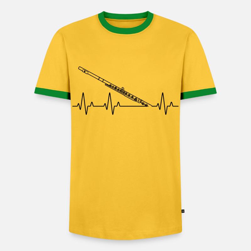 Querflöte Querflötenspieler Querflötist - Männer Kontrast-T-Shirt - Gelb/Grün 