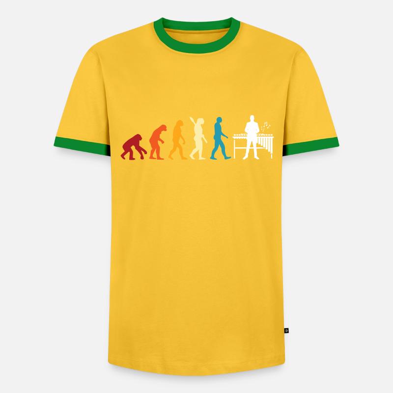 Xylophon Evolution - Männer Kontrast-T-Shirt - Gelb/Grün 