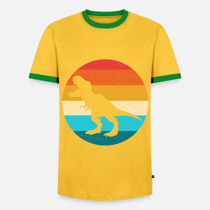 T-Rex - Männer Kontrast-T-Shirt - Gelb/Grün 
