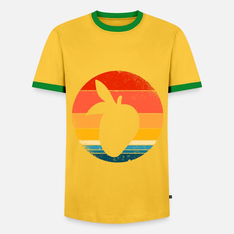 Mango - Männer Kontrast-T-Shirt - Gelb/Grün 