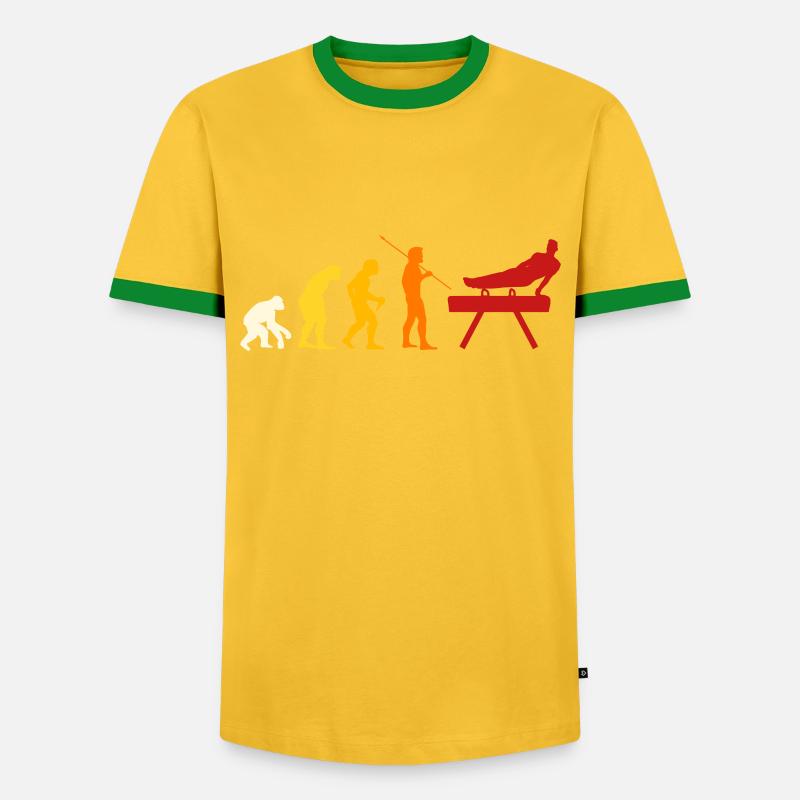 Pauschenpferd Turnen Evolution - Männer Kontrast-T-Shirt - Gelb/Grün 