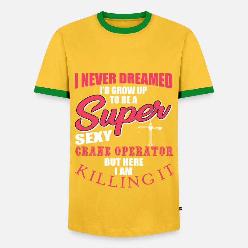 Funny crane operator design - Men's Ringer Shirt - yellow/green 
