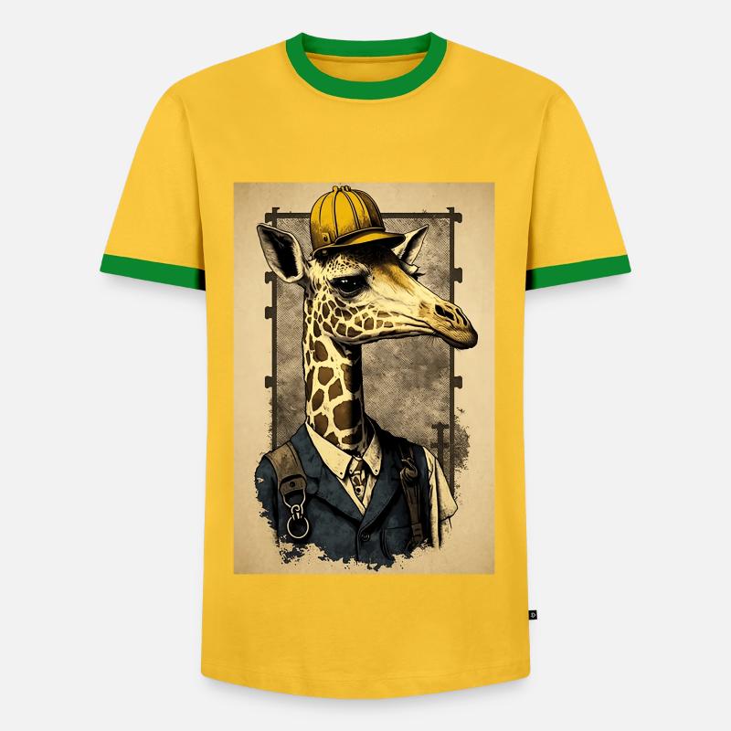 Working Class Giraffe - Men's Ringer Shirt - yellow/green 