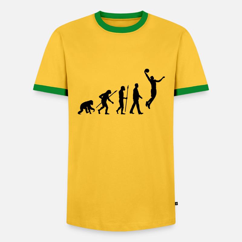 evolution_basketball_102012_a_1c - Männer Kontrast-T-Shirt - Gelb/Grün 