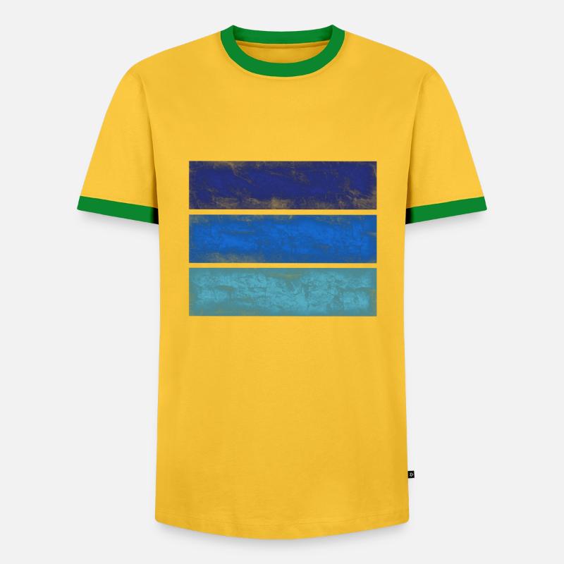 Blue rectangles - Men's Ringer Shirt - yellow/green 