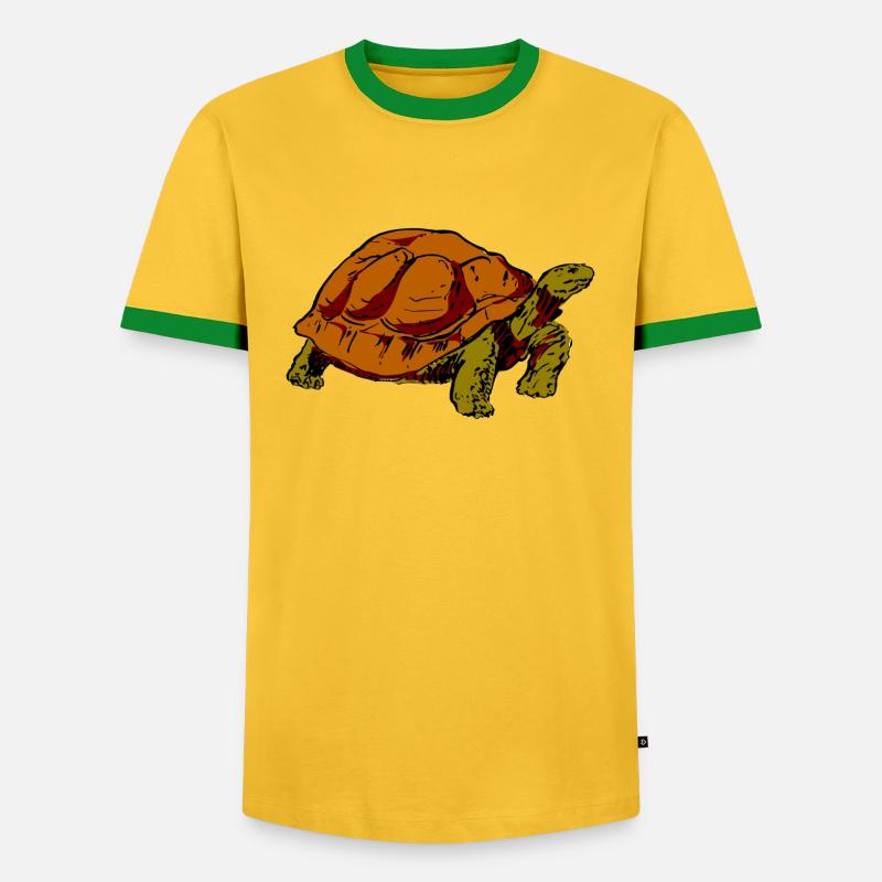 Schildkröte - Männer Kontrast-T-Shirt - Gelb/Grün 