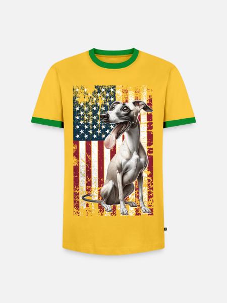 Whippet US Windhund - Männer Kontrast-T-Shirt - Gelb/Grün