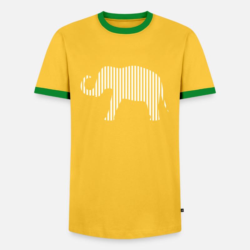 Elephant in strips - Men's Ringer Shirt - yellow/green 